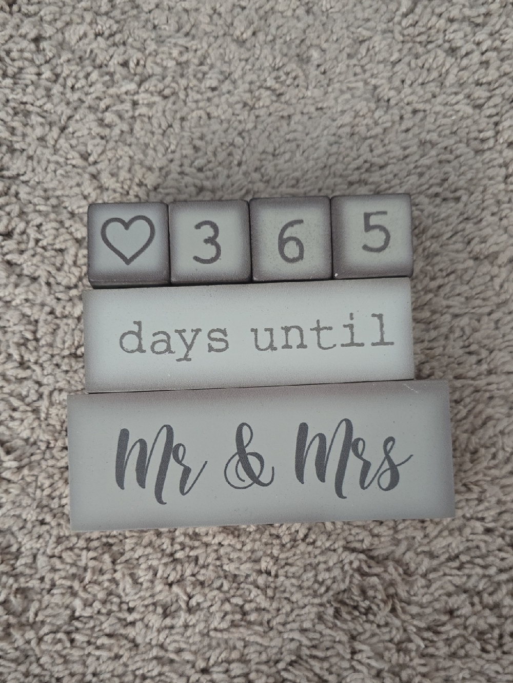 Mr & Mrs Countdown Blocks - Neutral Gray